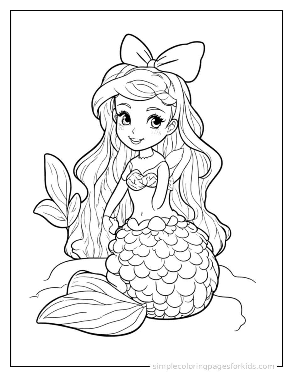Printable mermaid coloring page for kids