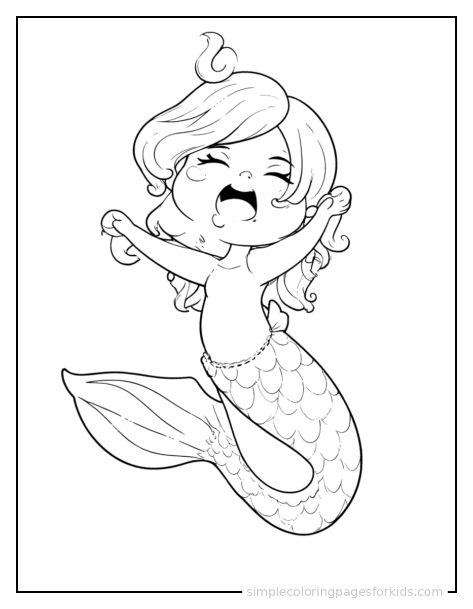 Printable mermaid coloring page for kids