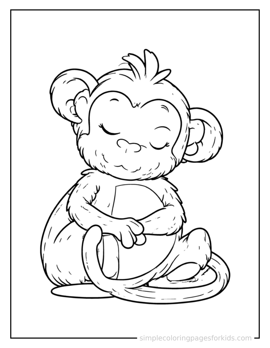 Sleepy Monkey Coloring Page