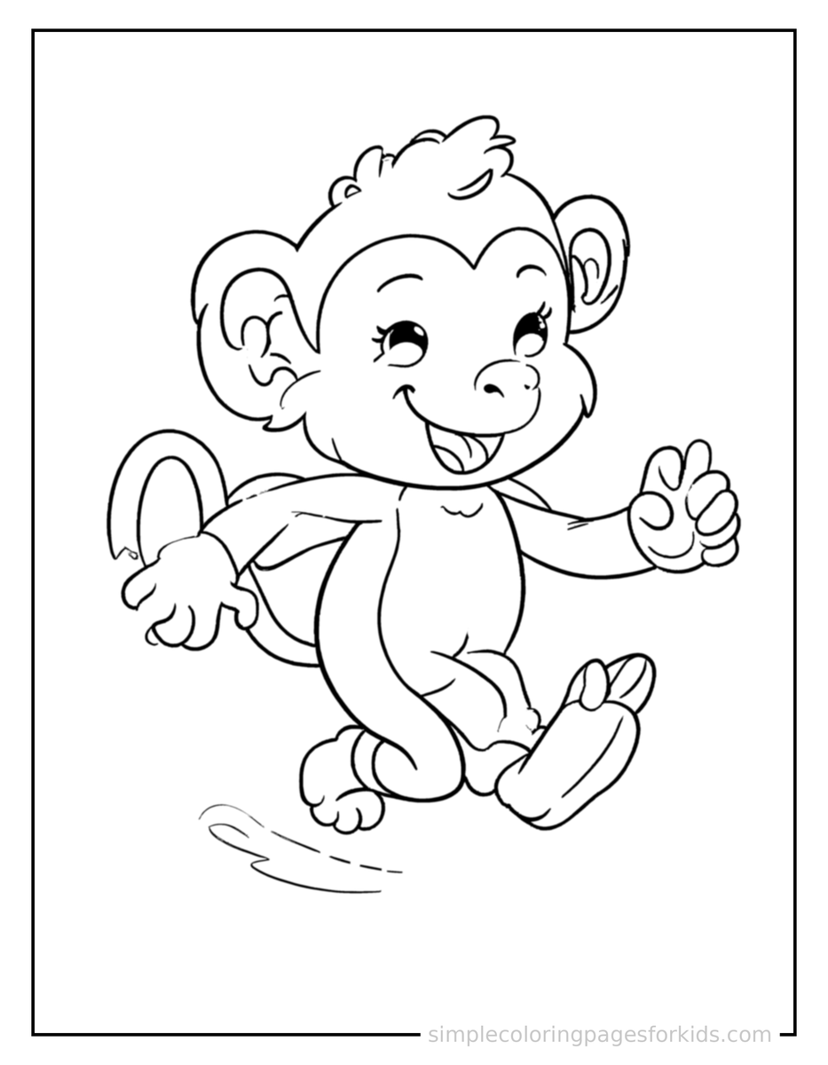 Running Monkey Coloring Page