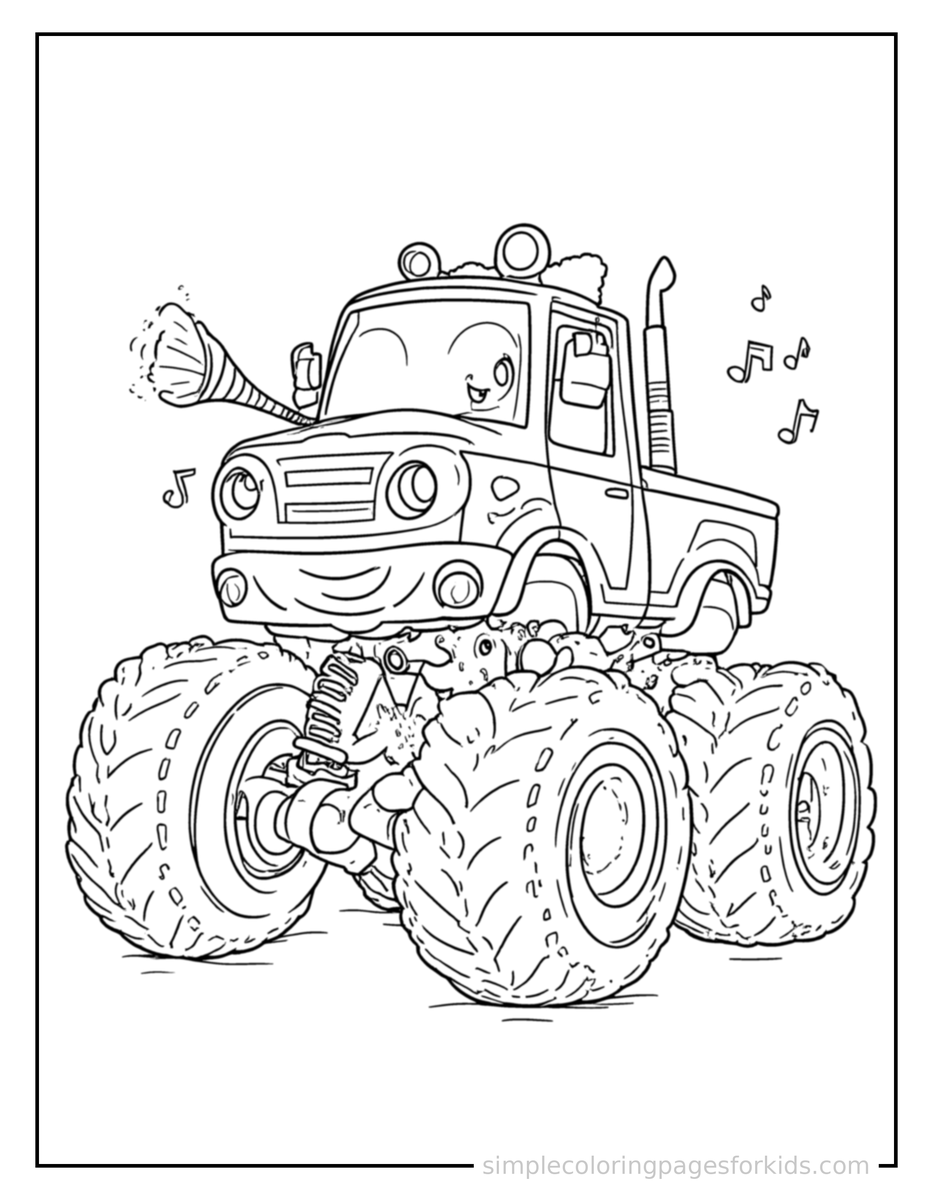 Coloring Scene 3 Monster Truck Coloring Page
