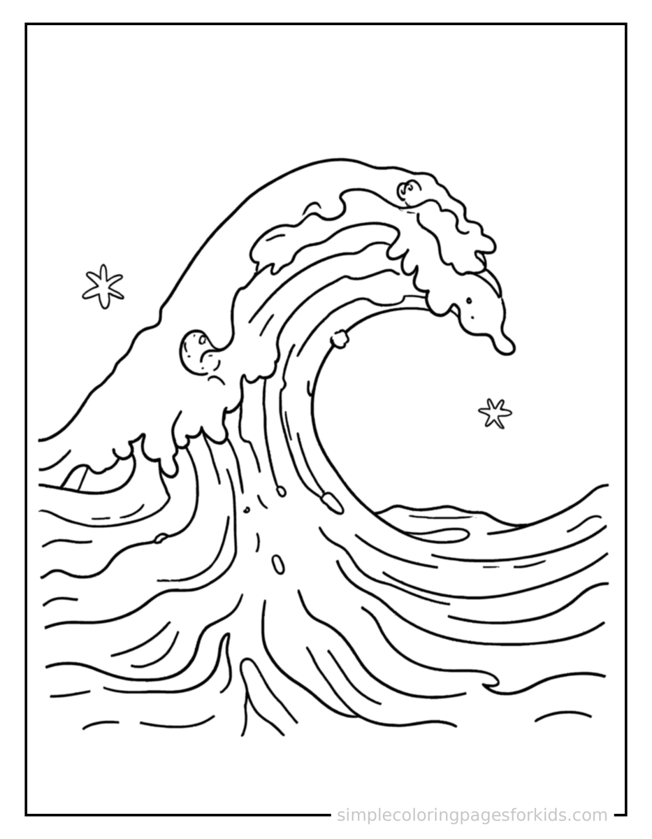 Waving (2) Ocean Wave Coloring Page