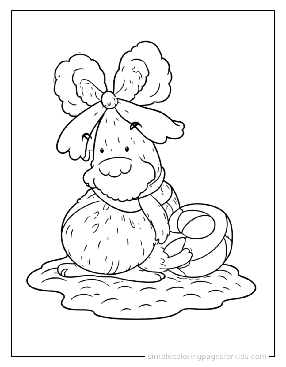 Coloring Scene 4 Sandy Beach With A Beach Ball Coloring Page