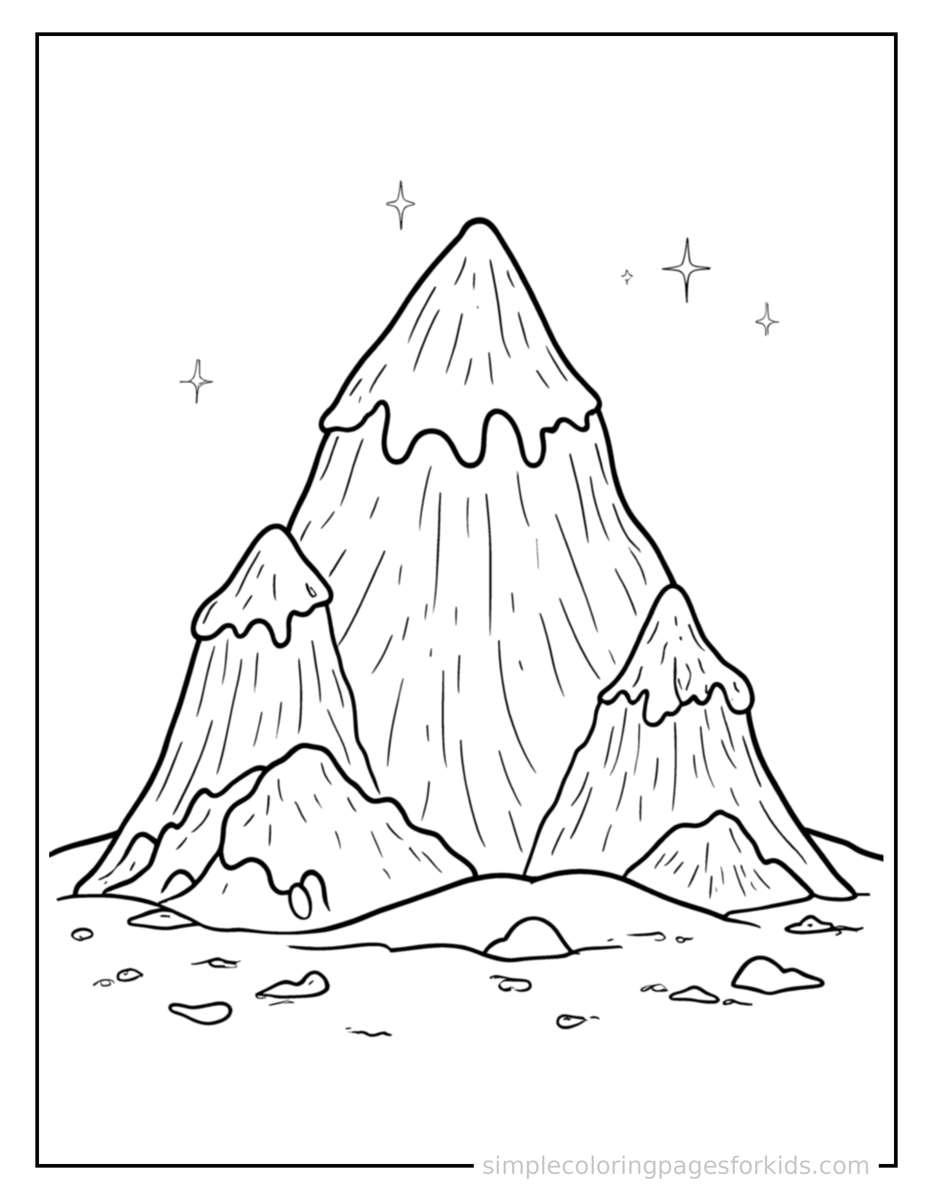 Sparkling Mountain Peak Coloring Page