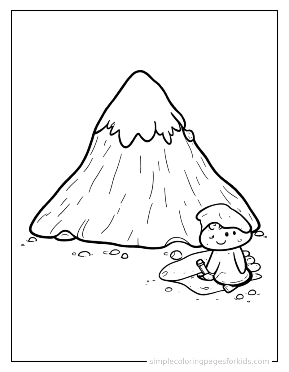 Coloring Scene 3 Mountain Peak Coloring Page