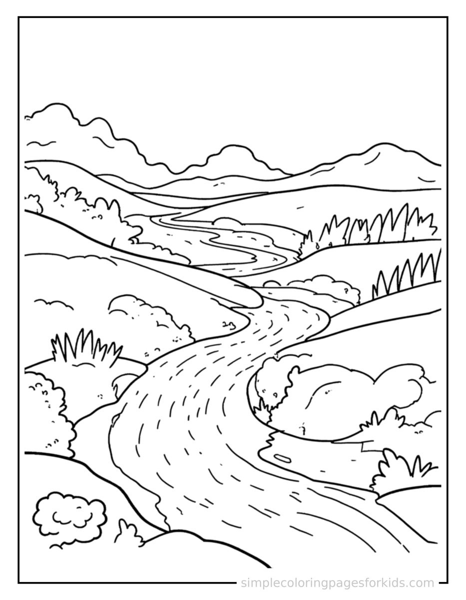 Winding River Coloring Page