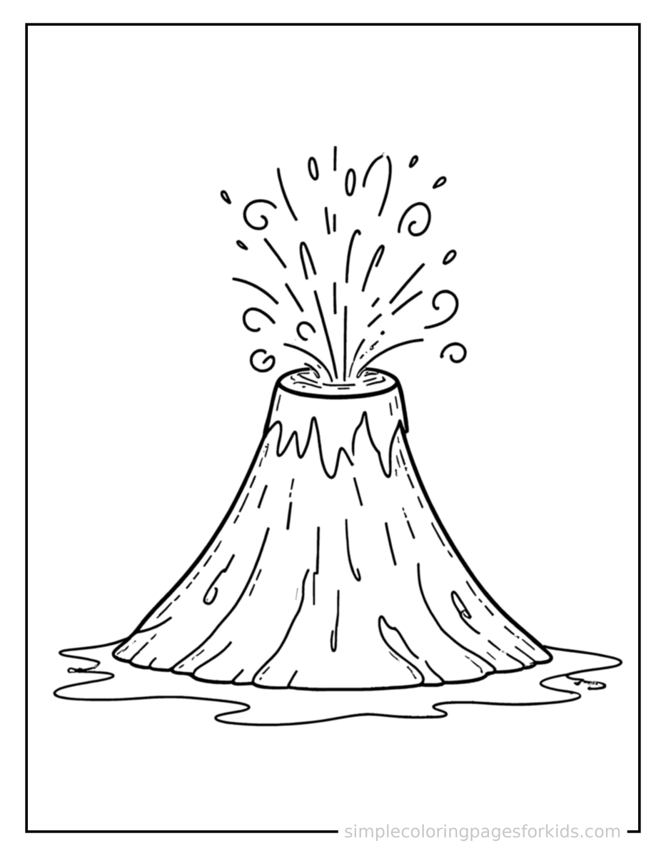 Sparkling Erupting Volcano Coloring Page