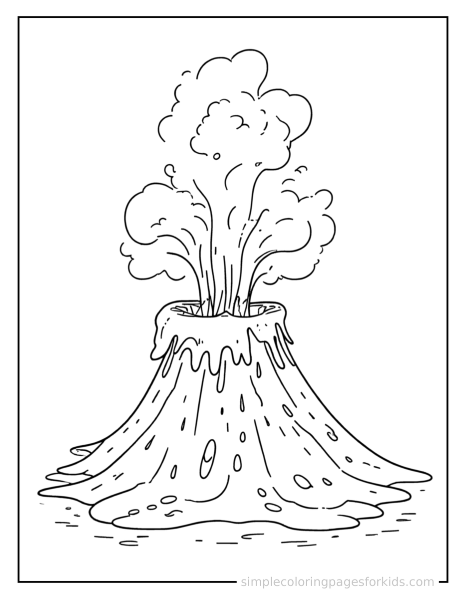 Erupting Volcano Coloring Page