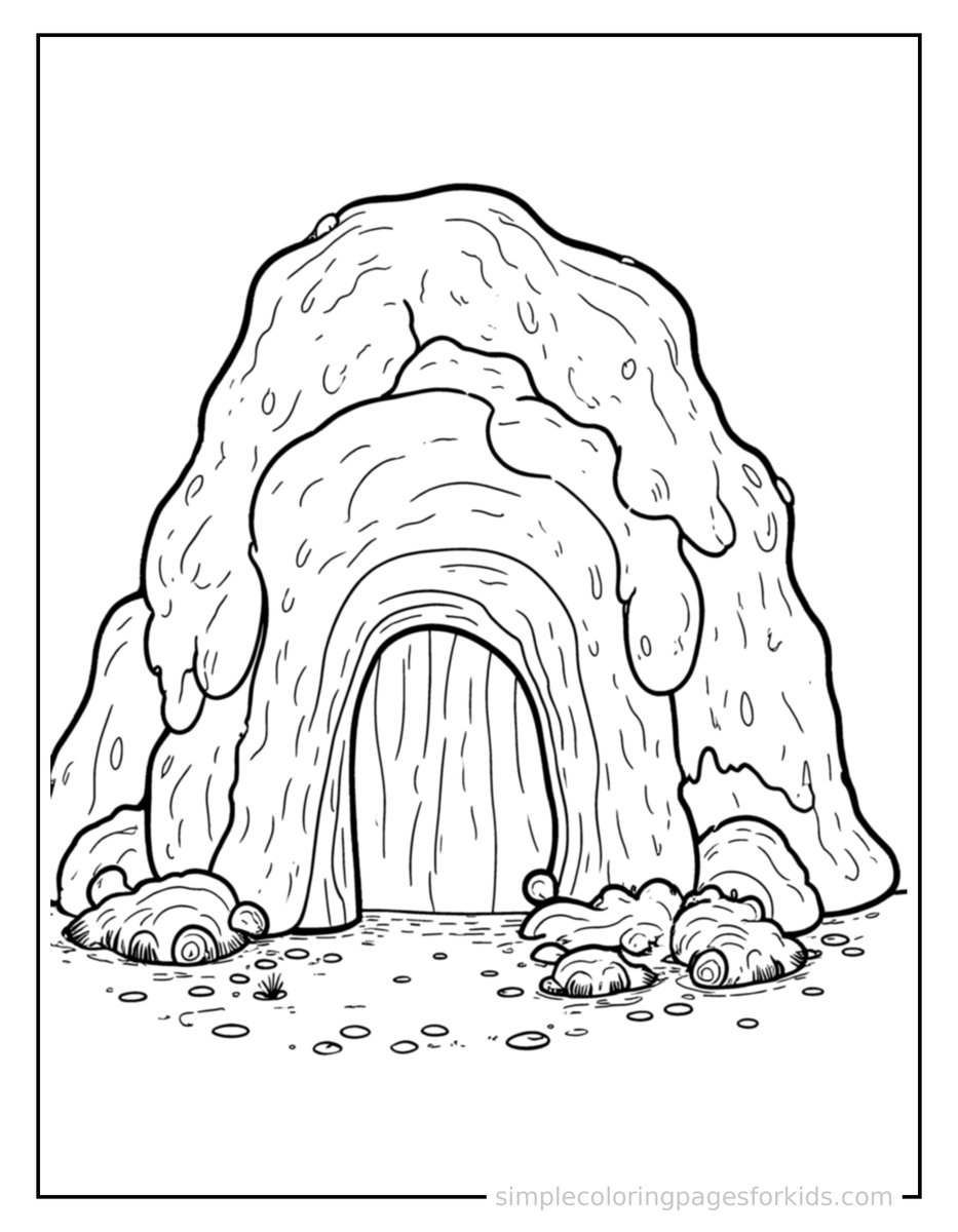 Coloring Scene 3 Mysterious Cave Coloring Page