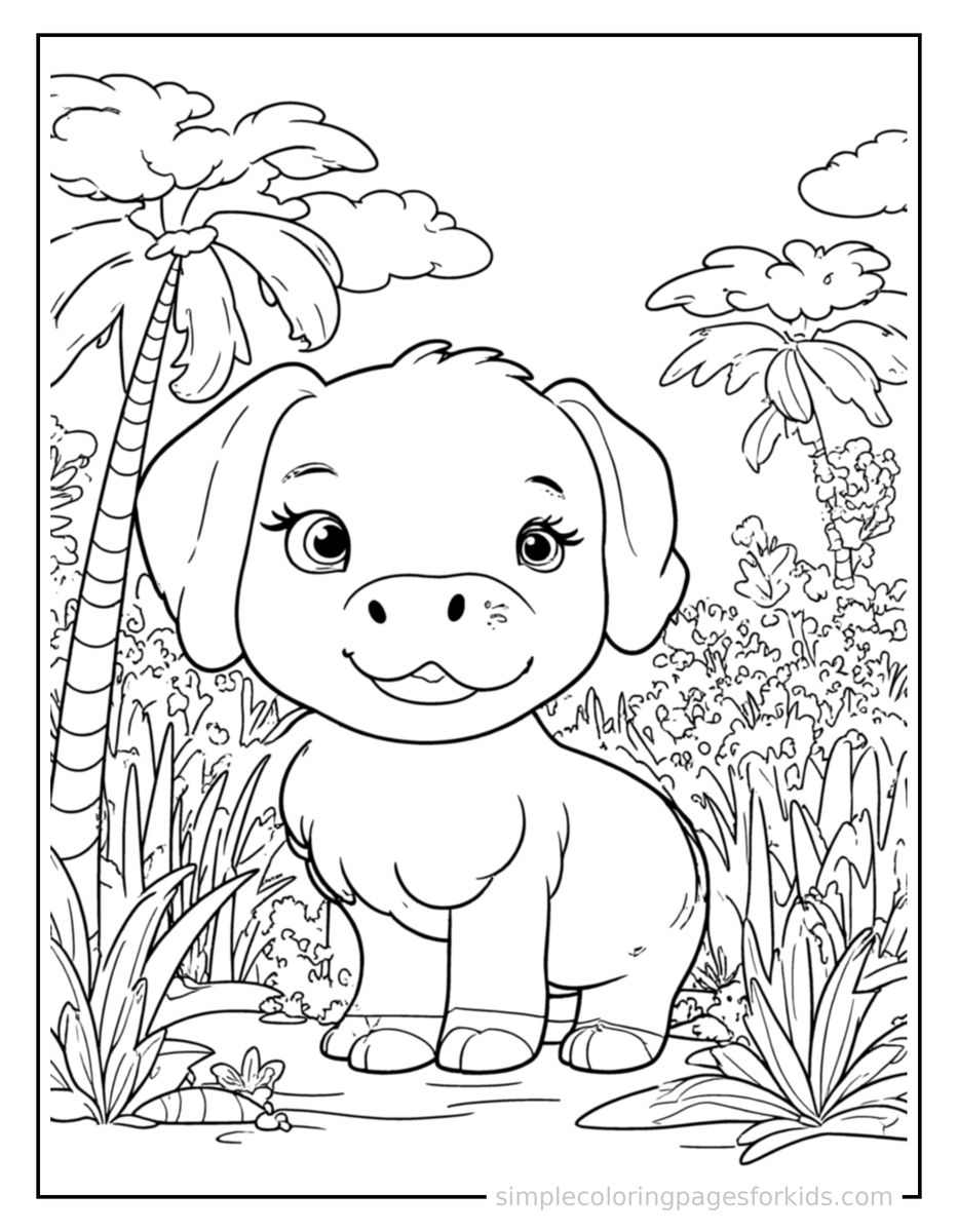 Coloring Scene 3 Lush Jungle Coloring Page