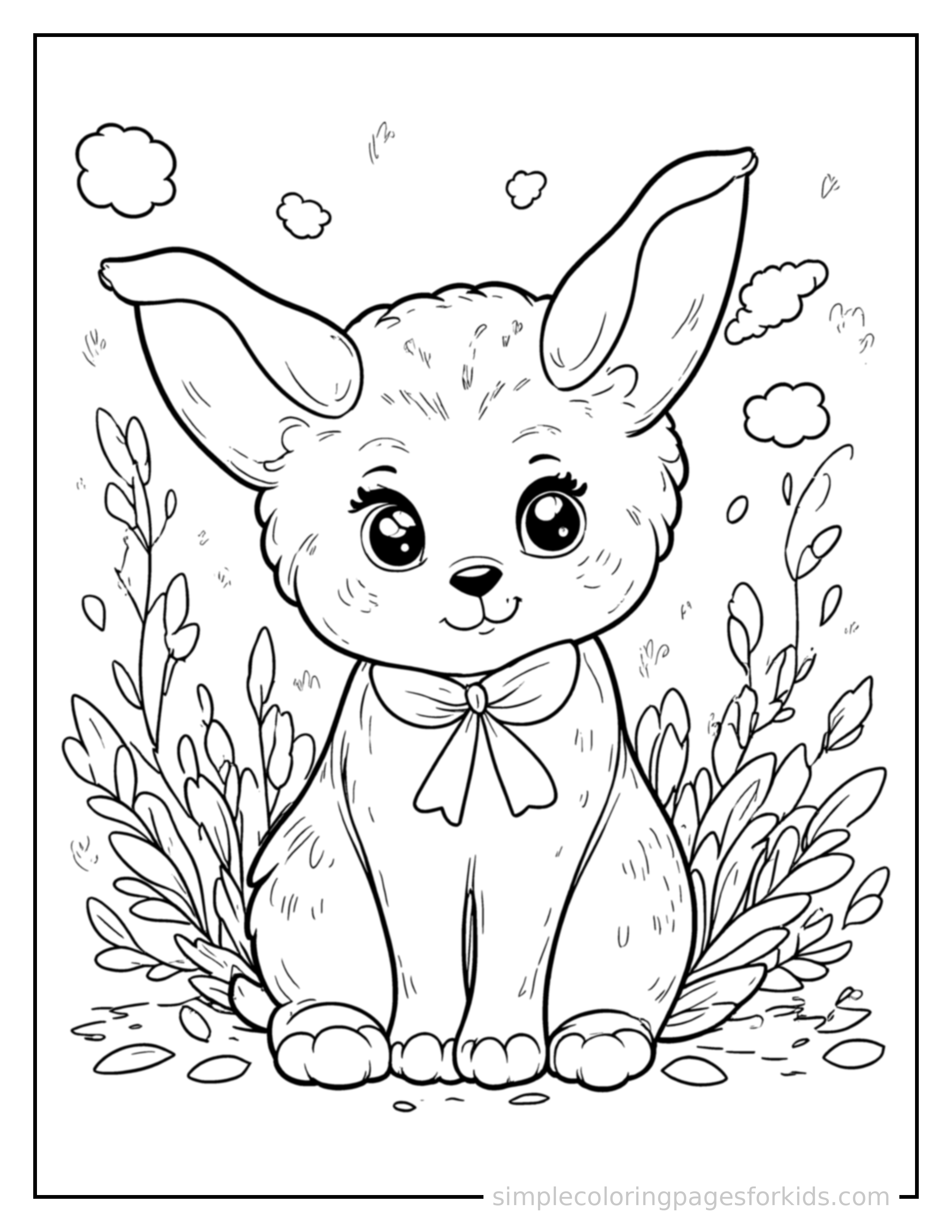 Free printable lush jungle coloring page featuring a cute lush jungle, decorated with a simple bow or ribbon for a festive touch.