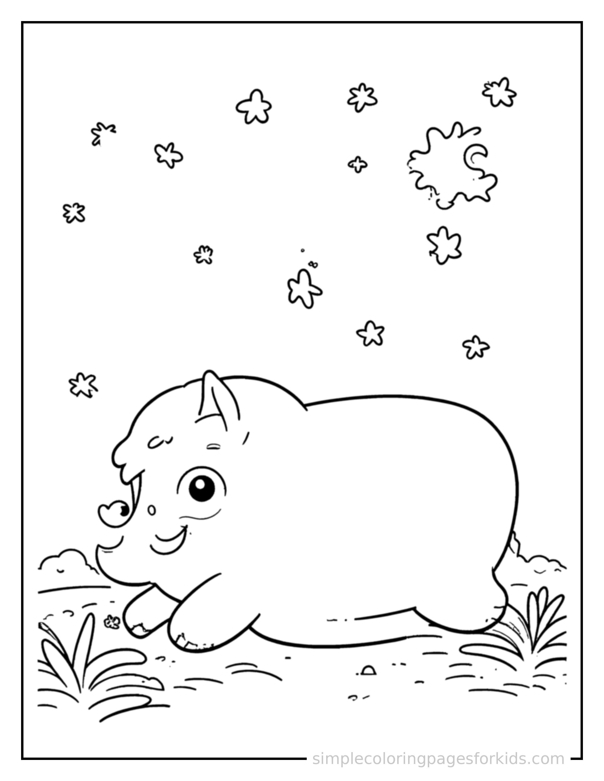 Free printable starry night sky coloring page featuring a cute starry night sky, shown with a smaller mini version of itself beside it.
