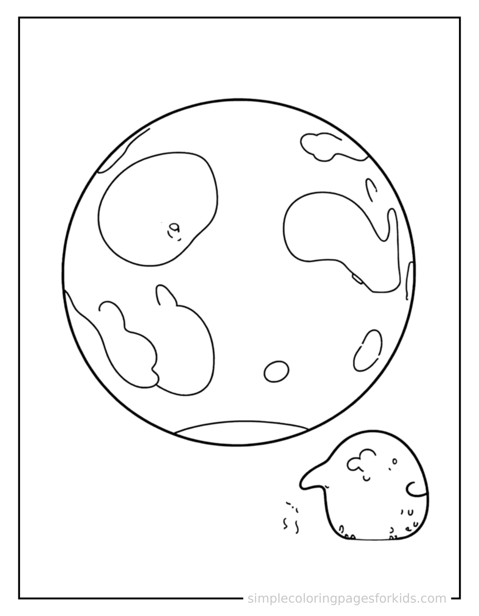 Coloring Scene 3 Moon Showing Its Phases Coloring Page