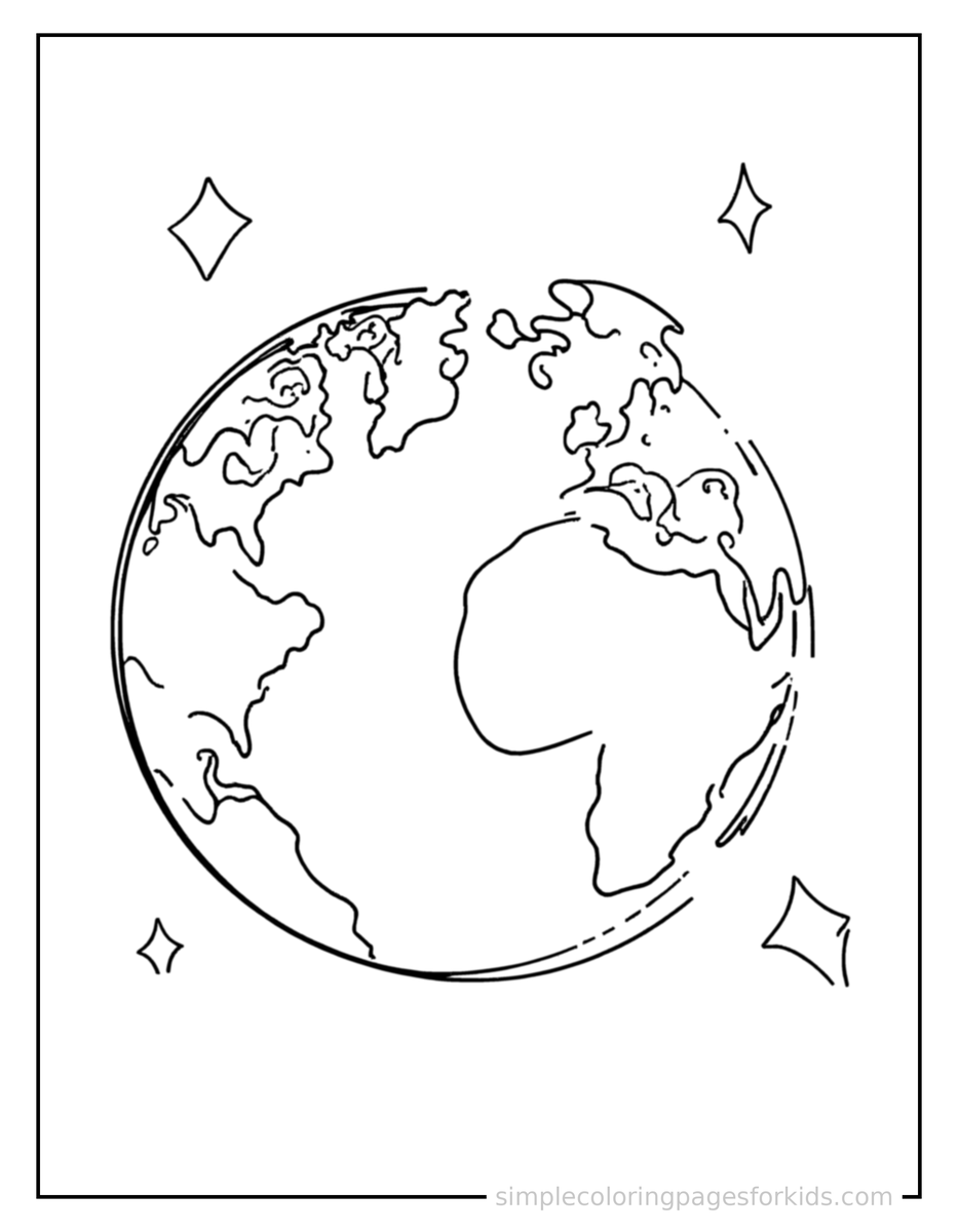 Sparkling Planet Earth Coloring Page
