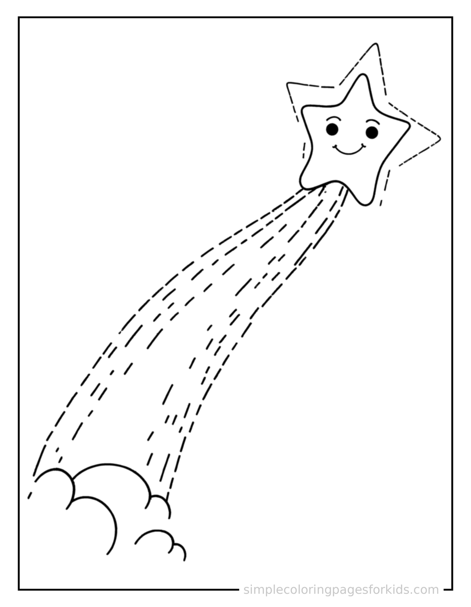 Shooting Star Streaking Across The Sky Coloring Pages