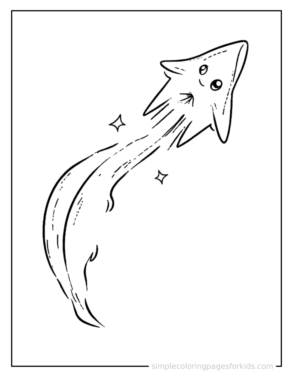 Sparkling Shooting Star Streaking Across The Sky Coloring Page