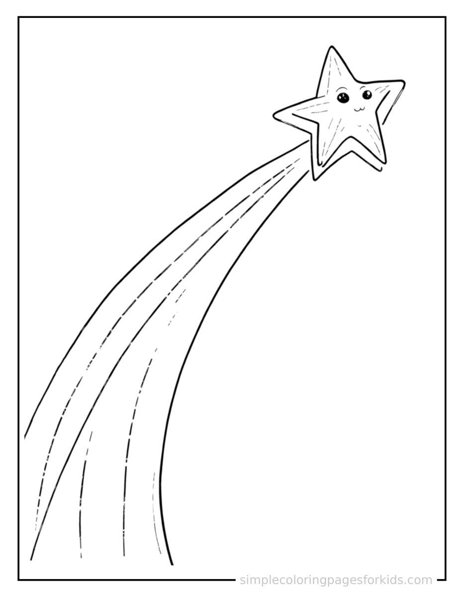 Streaking Shooting Star Streaking Across The Sky Coloring Page