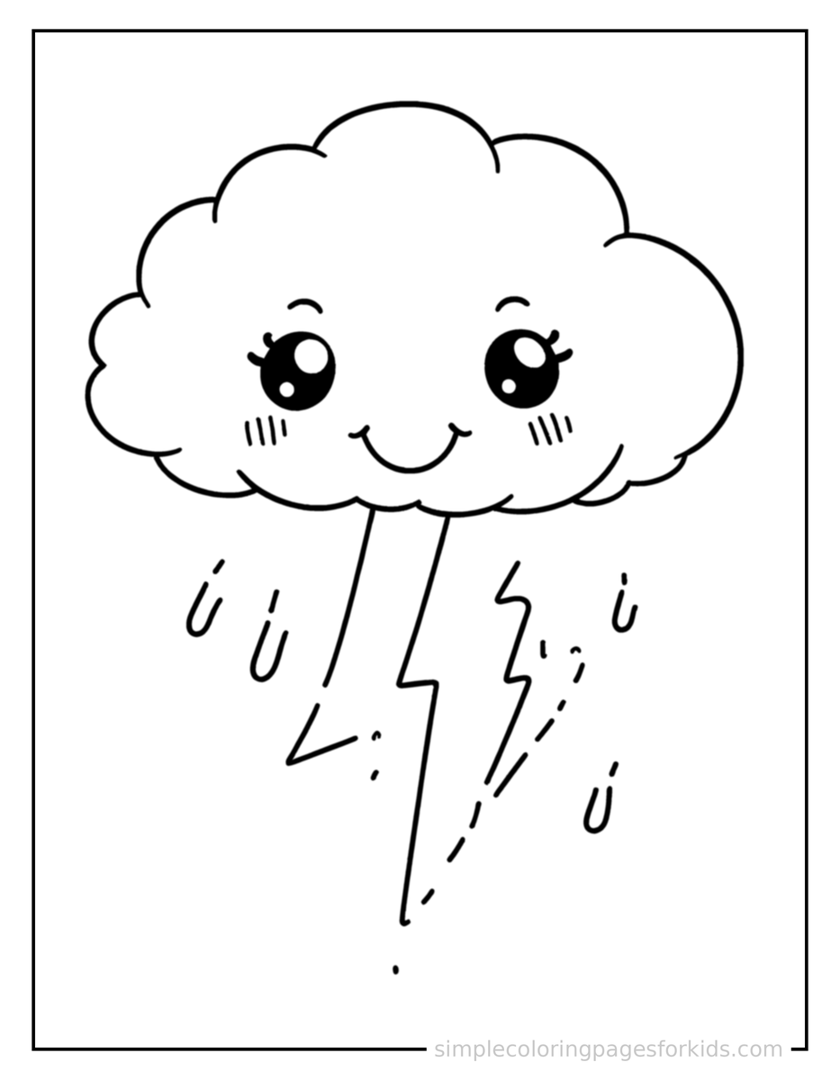 Thunderstorm With Clouds Coloring Pages