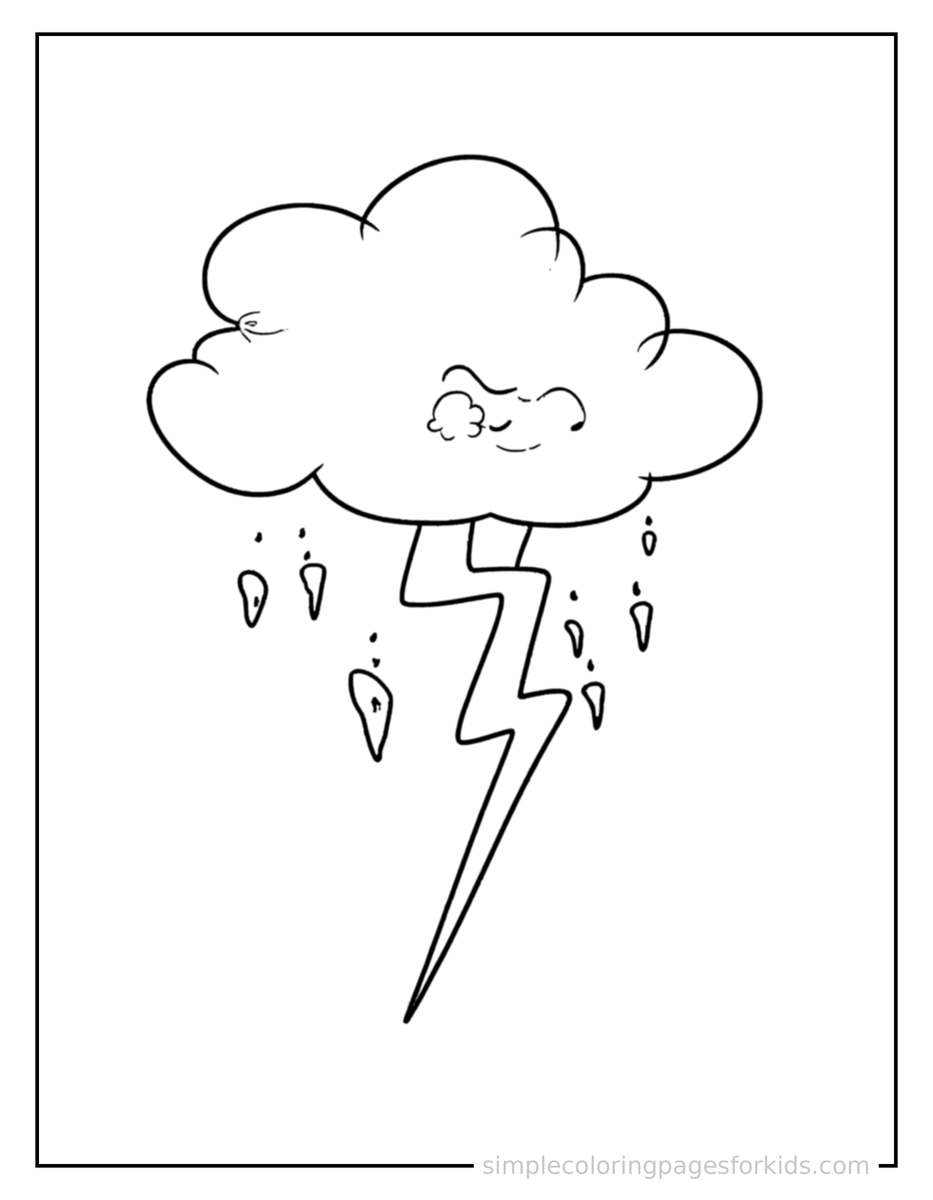 Coloring Scene 4 Thunderstorm With Clouds Coloring Page