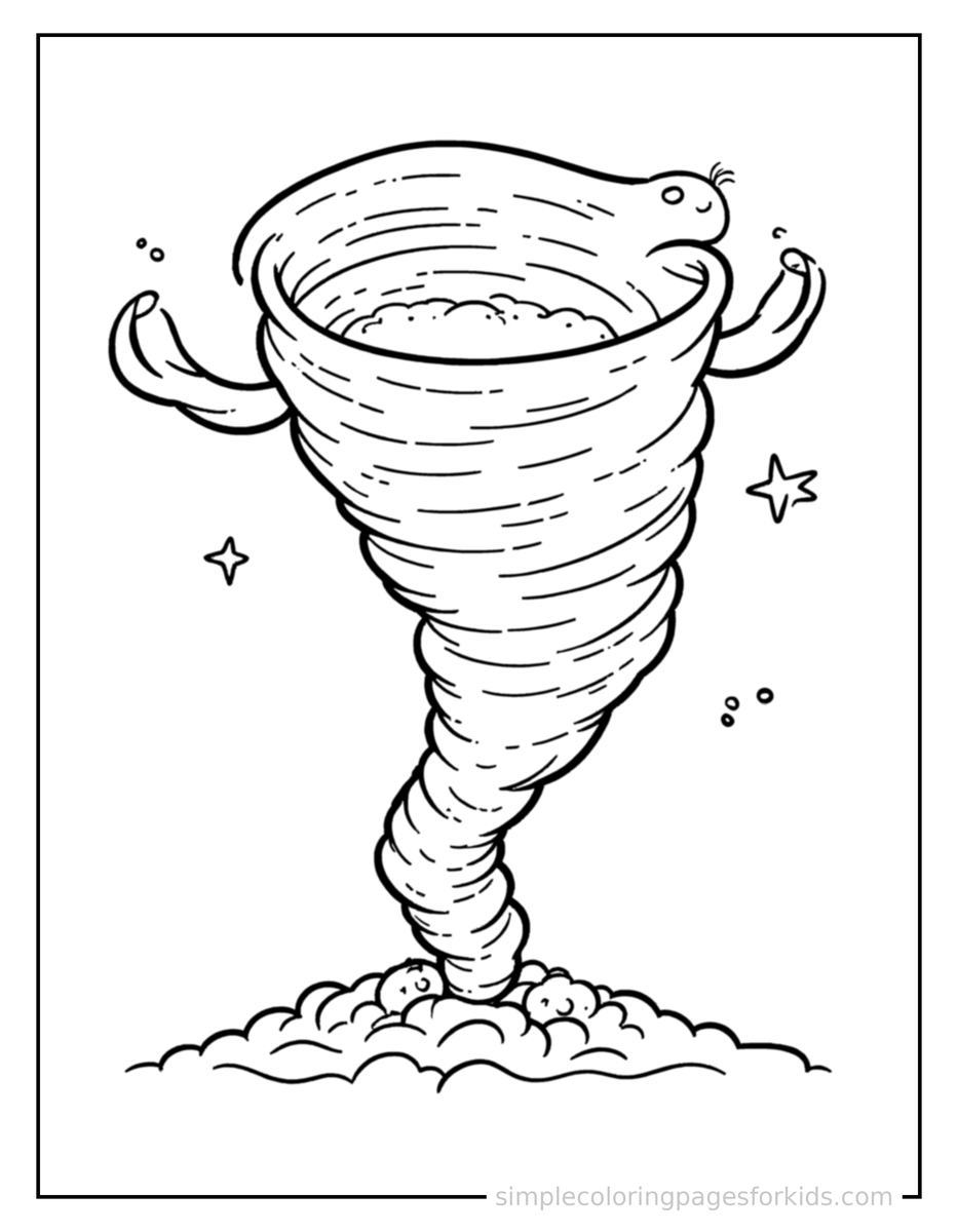 Sparkling Spinning Tornado Coloring Page