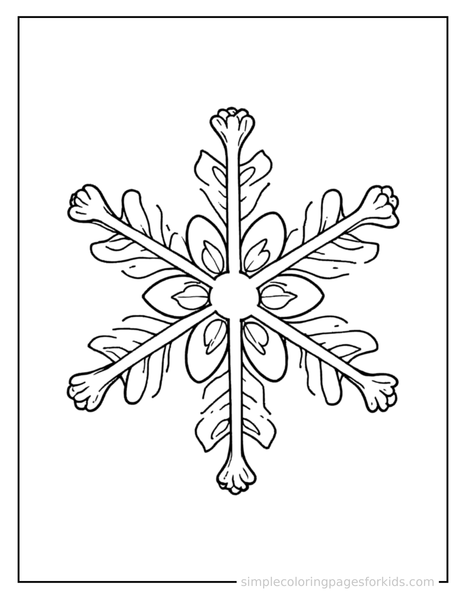 Sparkling Detailed Snowflake Coloring Page