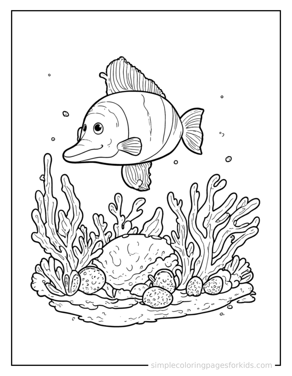 Sparkling Colorful Coral Reef Coloring Page
