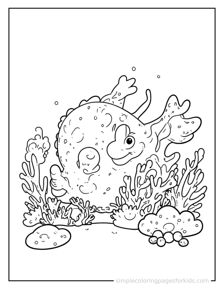 Coloring Scene 3 Colorful Coral Reef Coloring Page