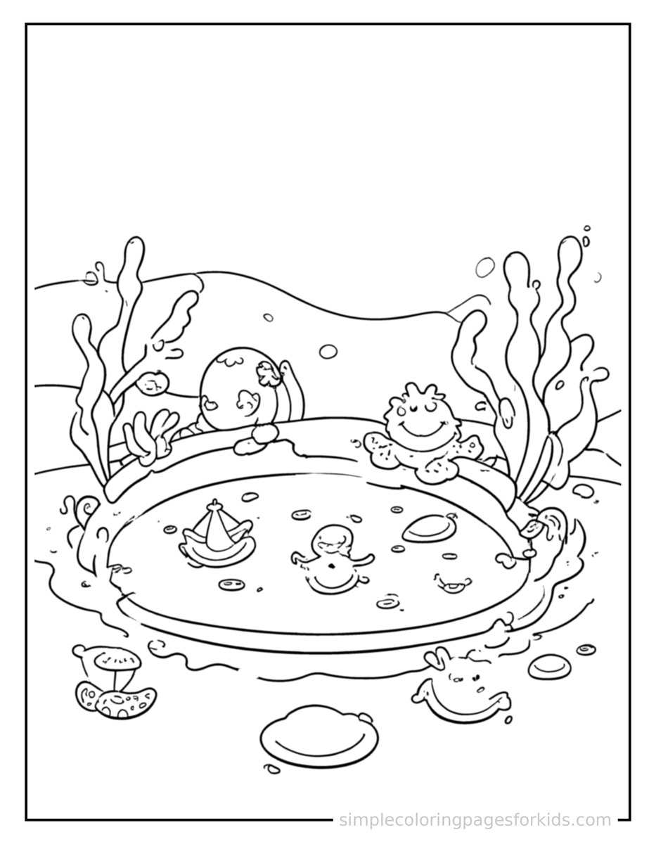 Tide Pool With Small Sea Creatures Coloring Pages