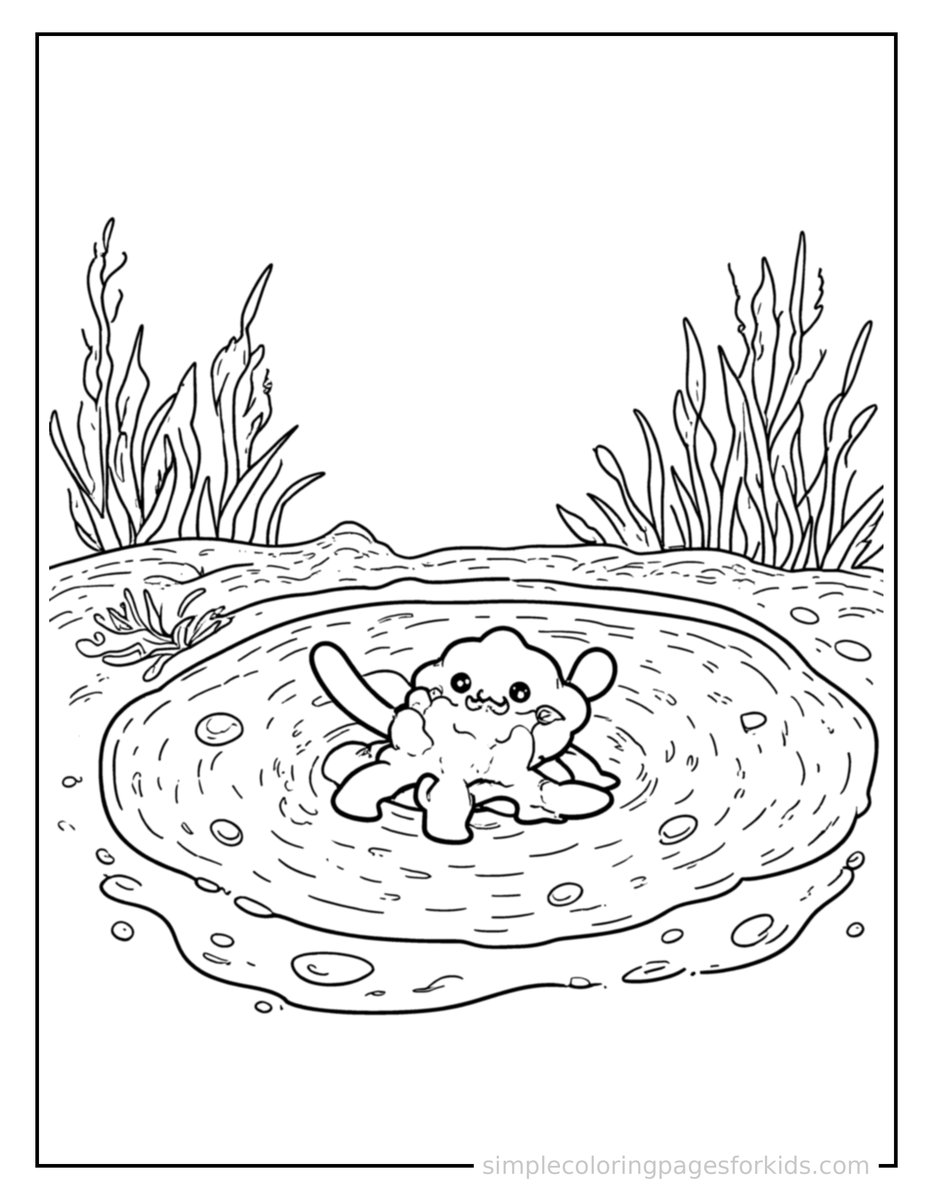 Sparkling Tide Pool With Small Sea Creatures Coloring Page