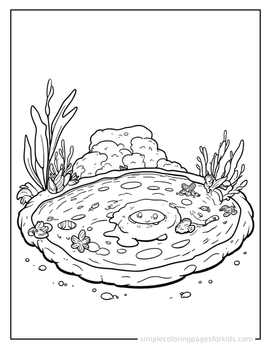 Coloring Scene 3 Tide Pool With Small Sea Creatures Coloring Page