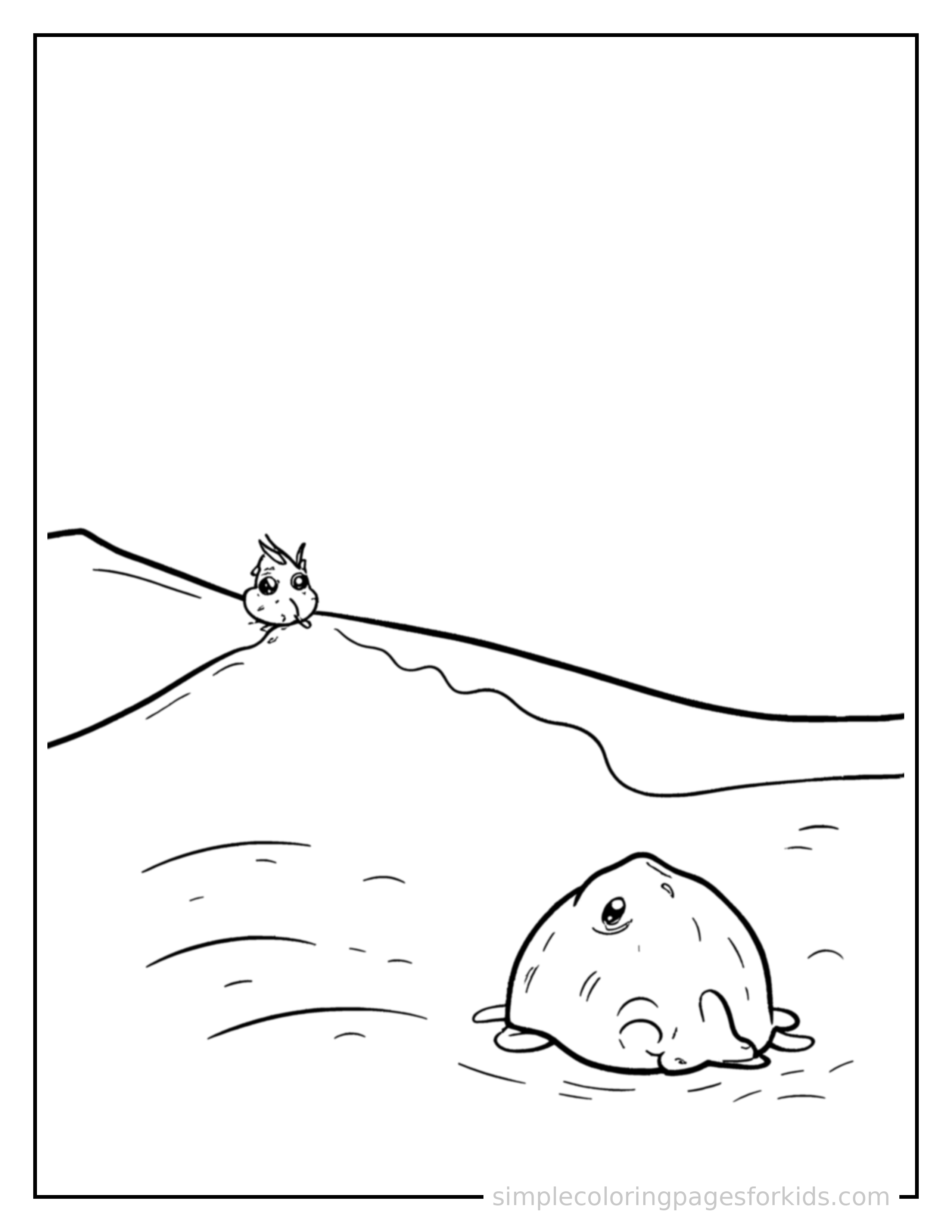 Free printable sand dunes coloring page featuring a cute sand dunes, shown with a smaller mini version of itself beside it.