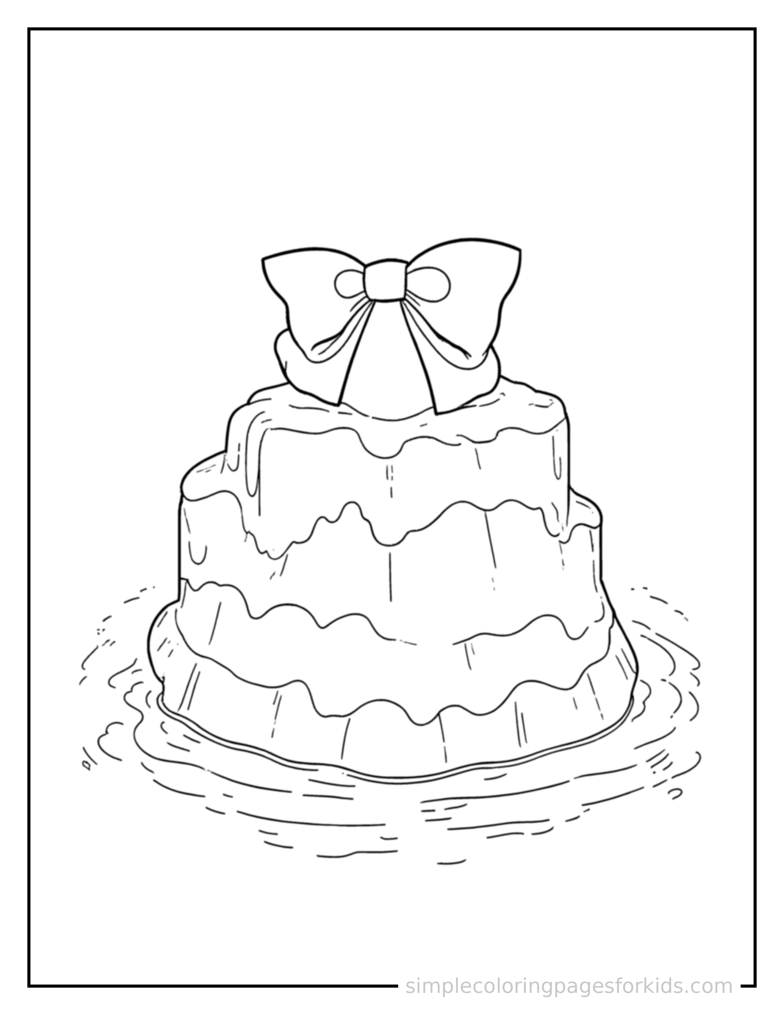 Free printable floating iceberg coloring page featuring a cute floating iceberg, decorated with a simple bow or ribbon for a festive touch.