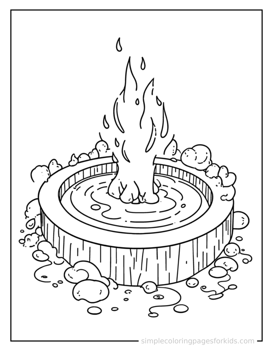 Sparkling Bubbling Hot Spring Coloring Page