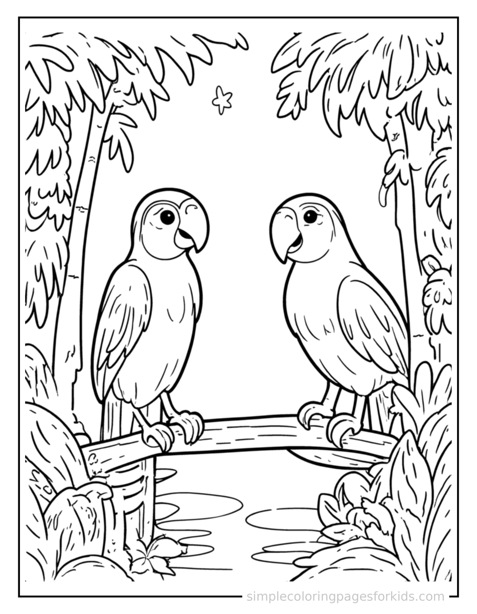 Sparkling Rainforest Canopy Coloring Page