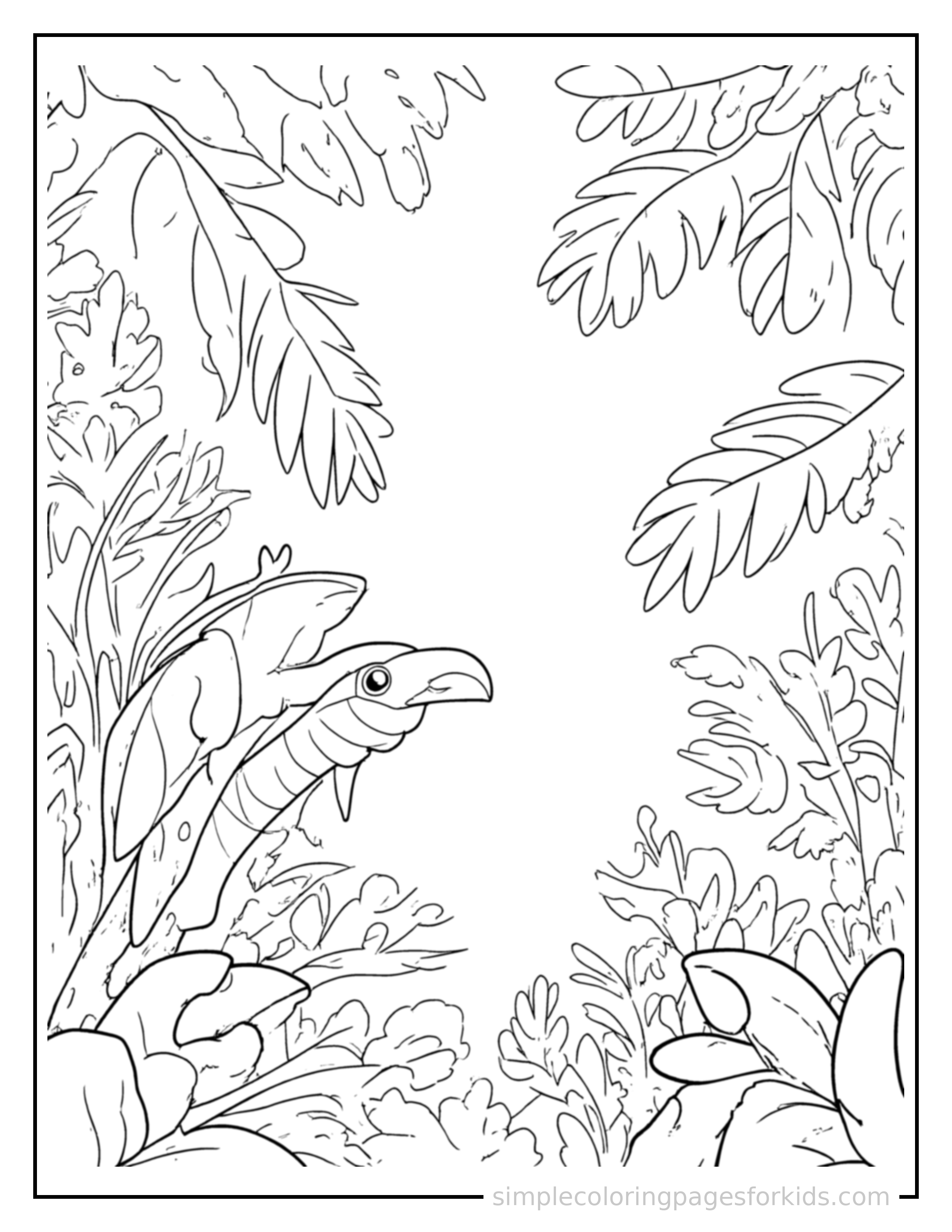Free printable rainforest canopy coloring page featuring a cute rainforest canopy, shown with a smaller mini version of itself beside it.