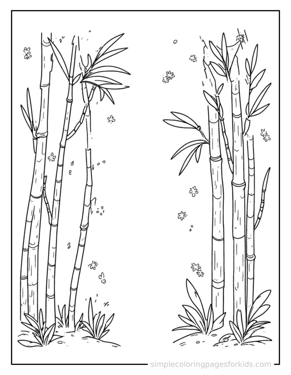 Sparkling Bamboo Forest Coloring Page