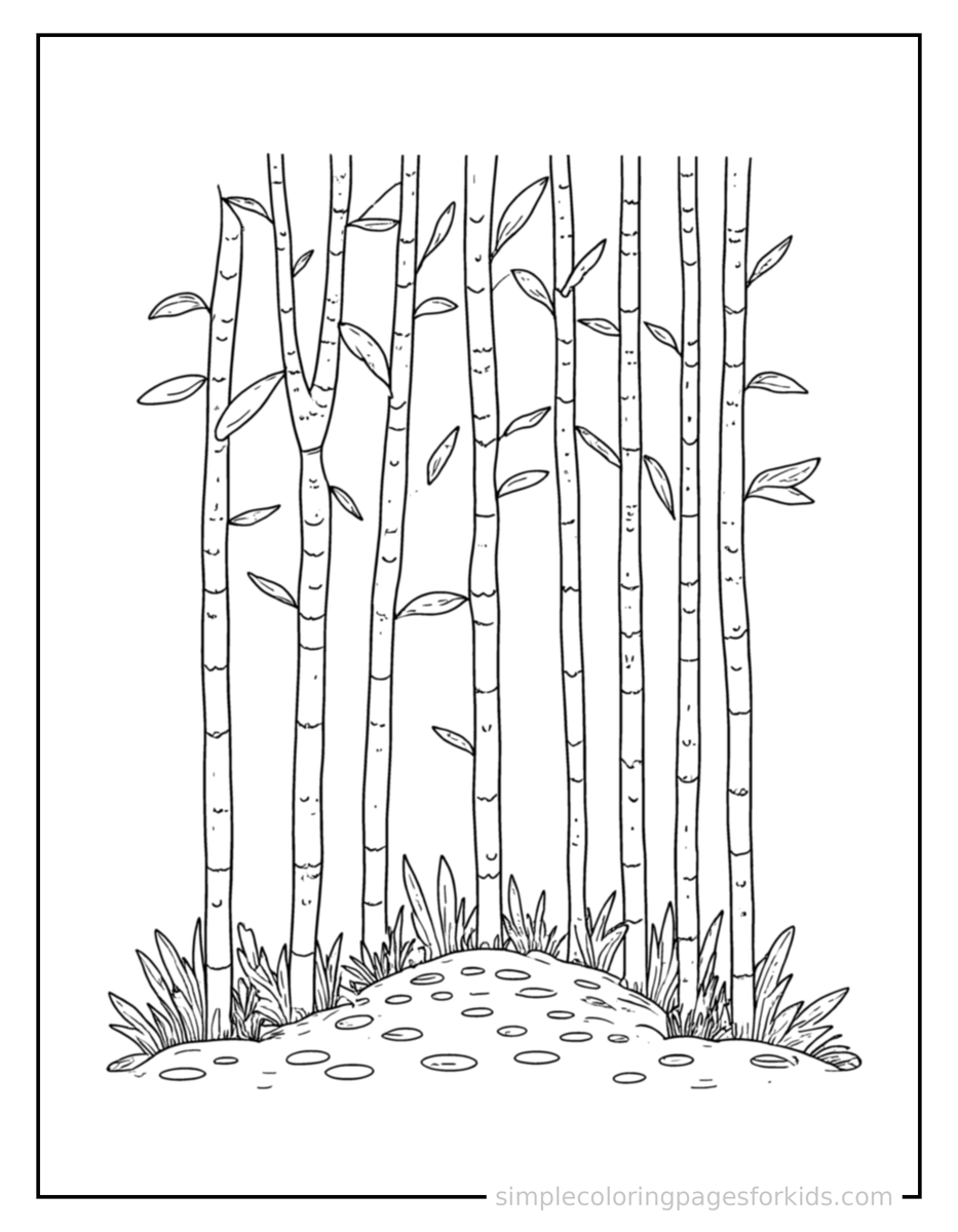 Coloring Scene 3 Bamboo Forest Coloring Page