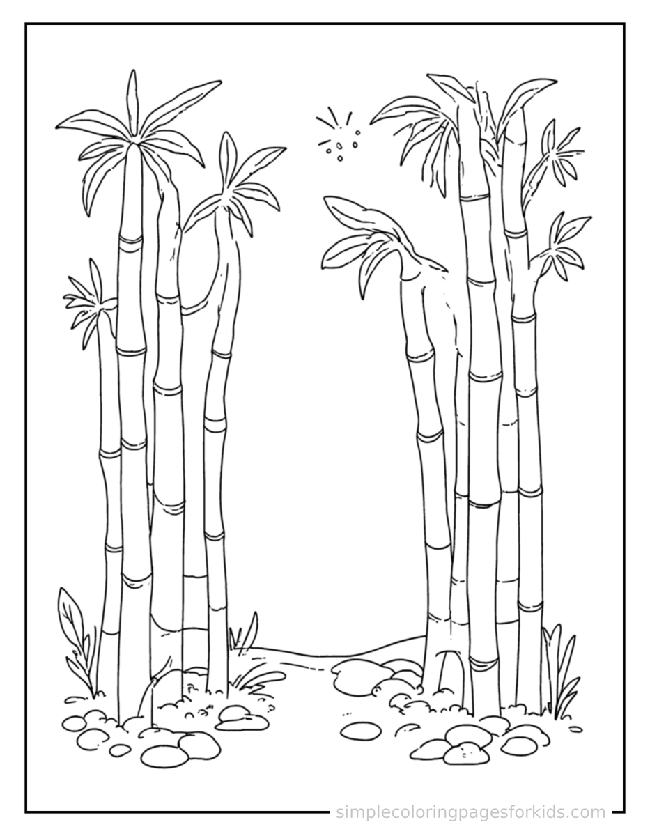 Coloring Scene 4 Bamboo Forest Coloring Page