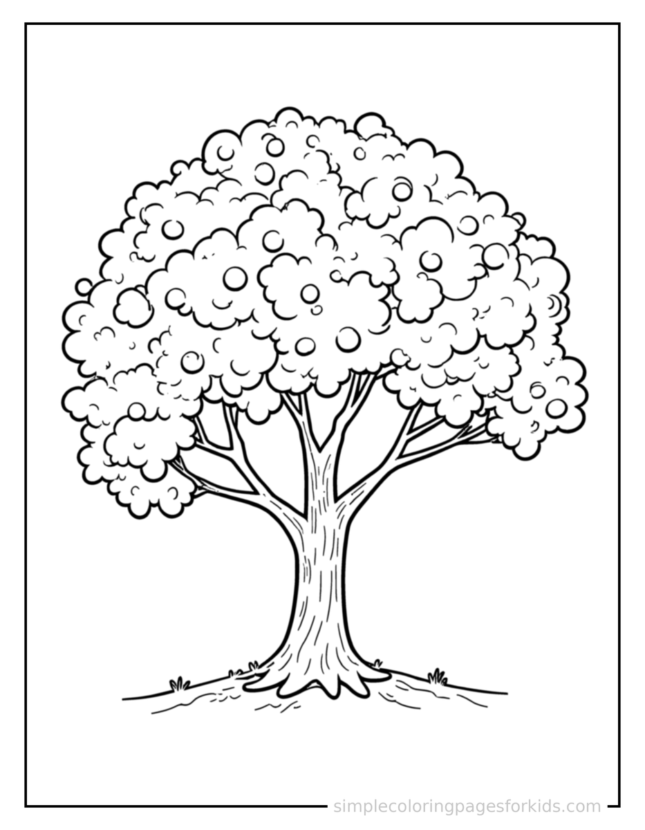 Sparkling Blooming Cherry Blossom Tree Coloring Page