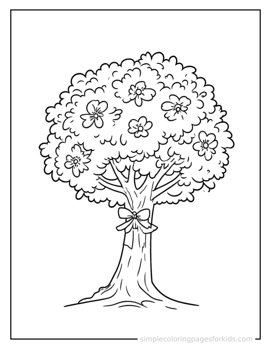 Blooming (2) Blooming Cherry Blossom Tree Coloring Page