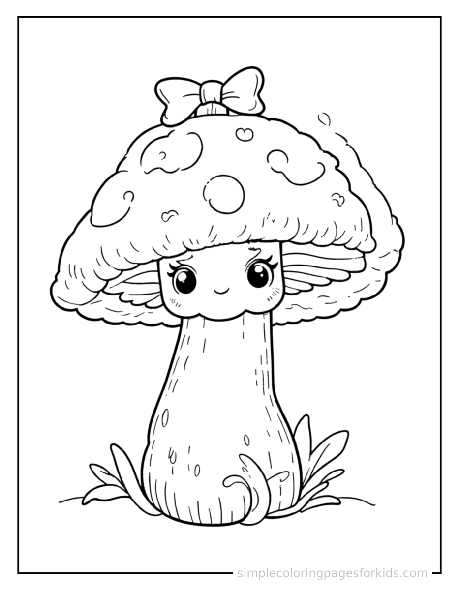 Coloring Scene 4 Cute Mushroom Coloring Page