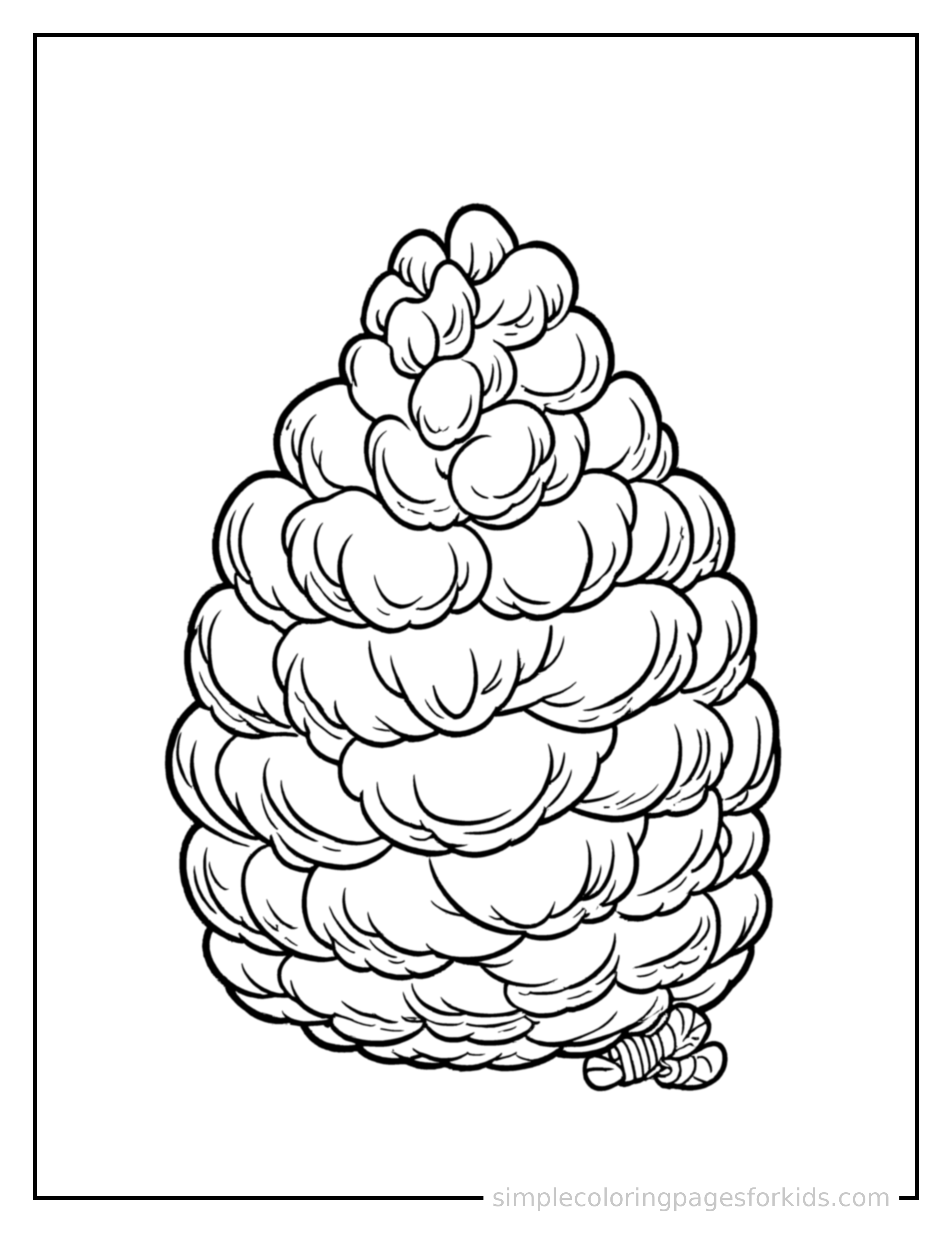 Free printable pinecone coloring page featuring a cute pinecone, shown with a smaller mini version of itself beside it.