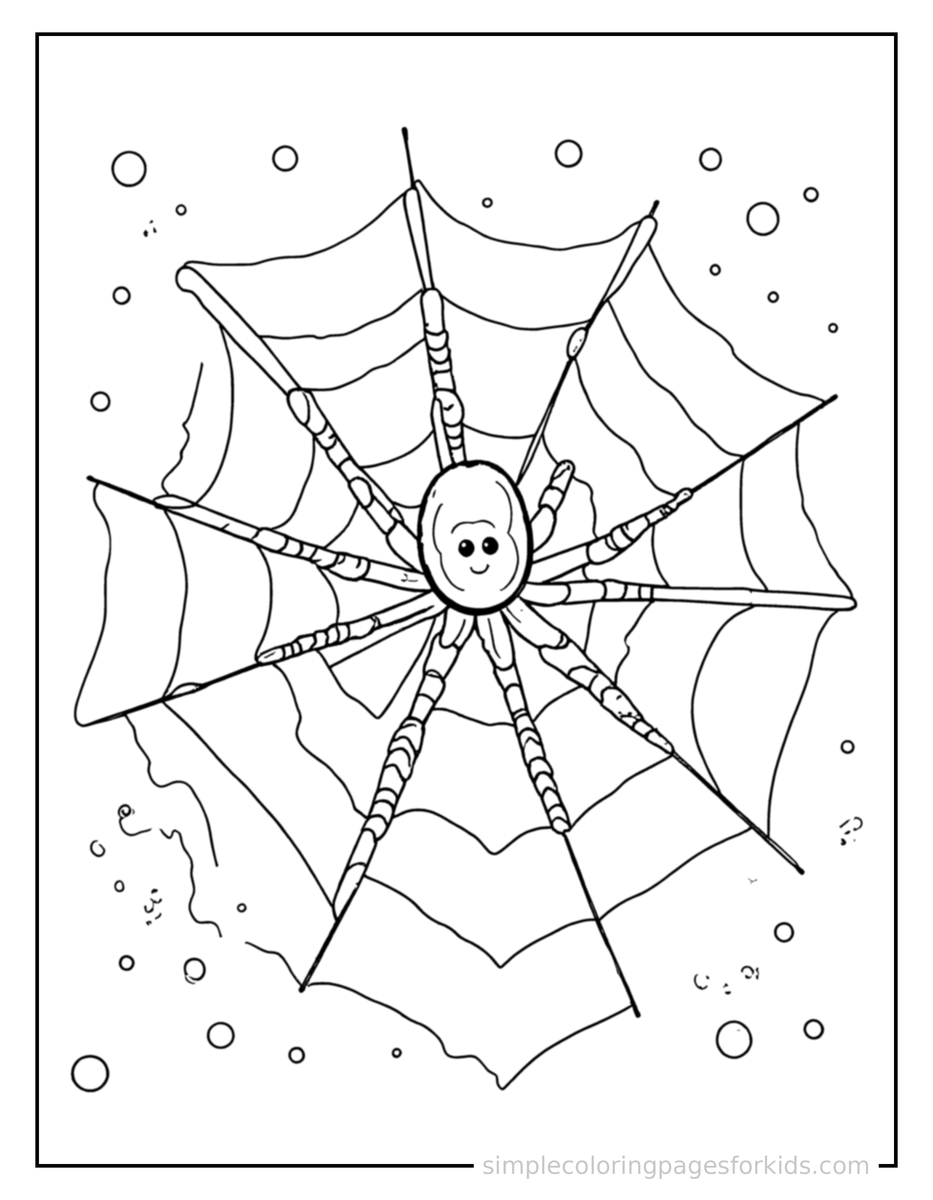 Sparkling Spider Web With Dew Drops Coloring Page