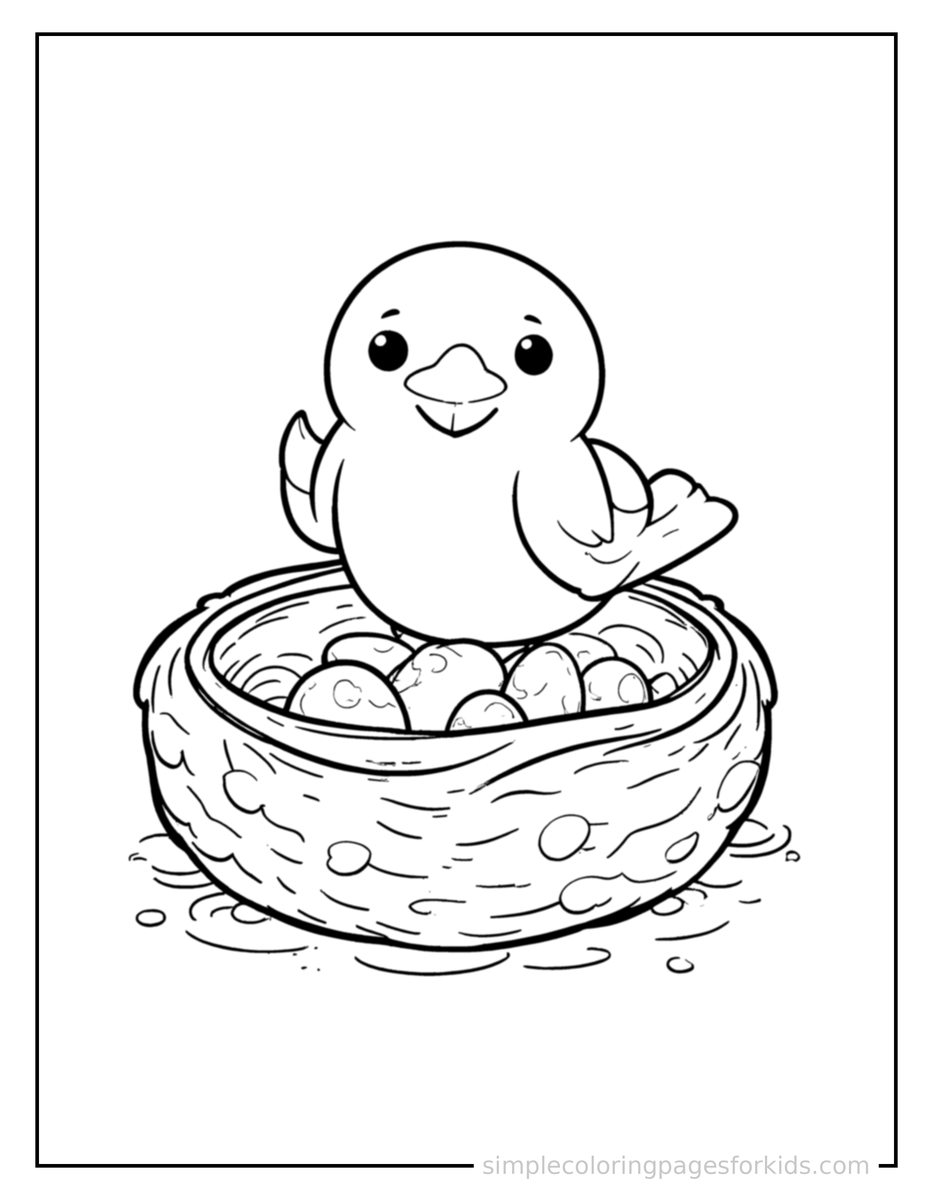 Bird’S Nest With Eggs Coloring Pages