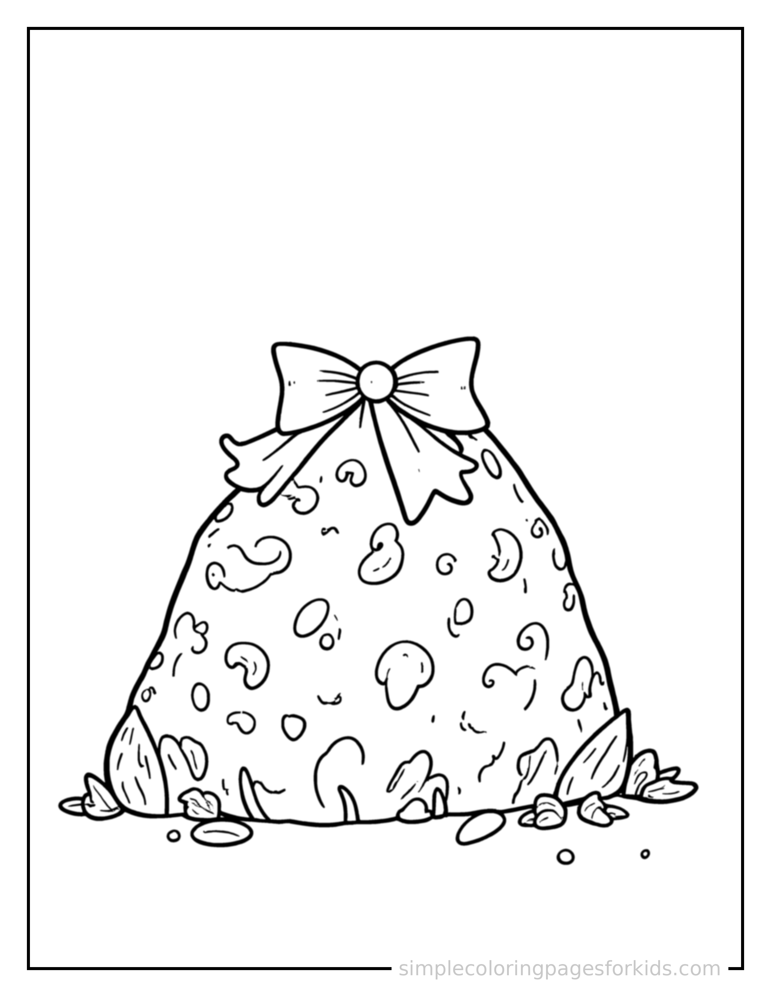 Free printable busy anthill coloring page featuring a cute busy anthill, decorated with a simple bow or ribbon for a festive touch.