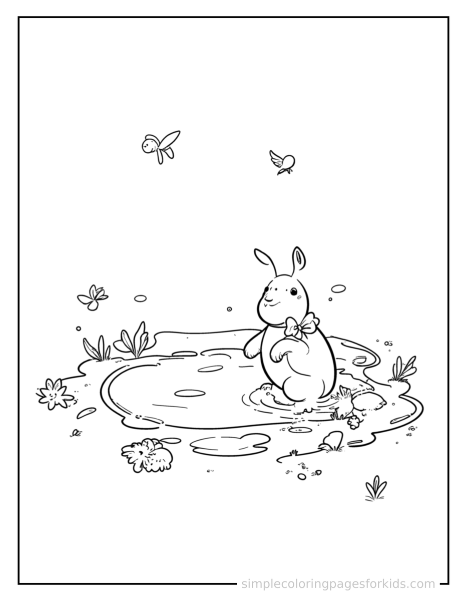 Reflecting (2) Puddle Reflecting The Sky Coloring Page