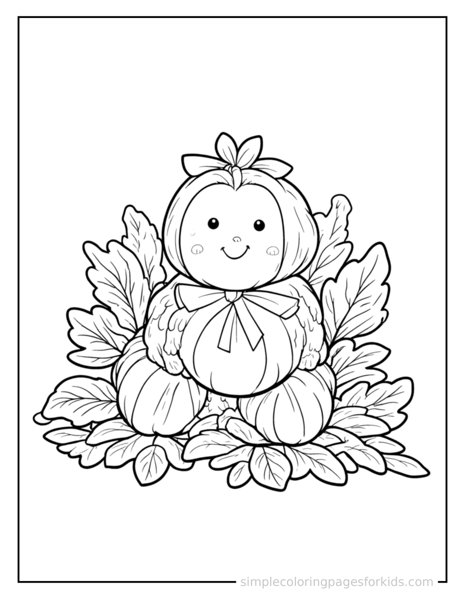 Coloring Scene 4 Pile Of Autumn Leaves Coloring Page