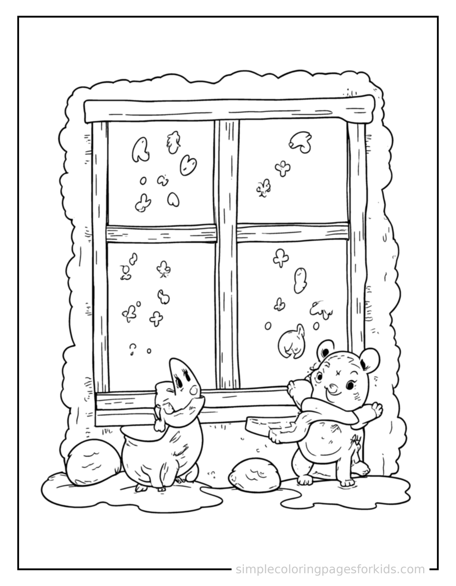 Coloring Scene 3 Frost Patterns On A Window Coloring Page