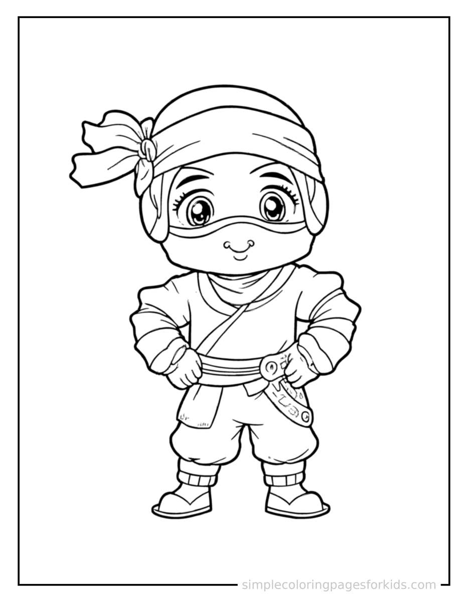 Proud Ninja Kid Coloring Page