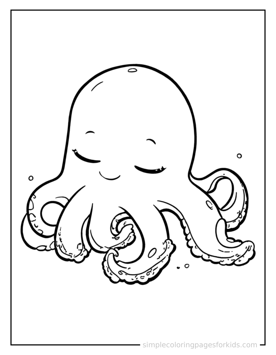 Sleepy Octopus Coloring Page